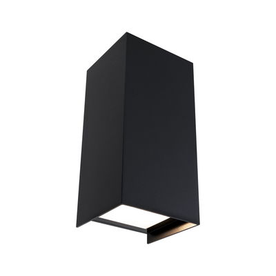 Applique murale extérieure rectangulaire noire en métal avec éclairage vers le bas pour jardin et terrasse