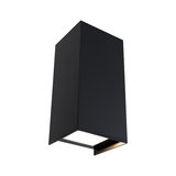 Black rectangular outdoor wall light in metal with downward illumination for garden and terrace lighting