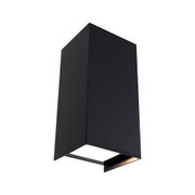 Zwarte metalen buitenwandlamp met modern design en geïntegreerde LED voor tuinverlichting