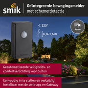 Zwarte bewegingsmelder met geïntegreerde schemerdetectie voor buitenverlichting in de tuin