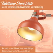 Rode Juna Style metalen tafellamp met gouden binnenkant voor individuele verlichting