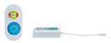 Variateur LED blanc avec télécommande bleue, orange et verte pour réglage sans fil de la lumière