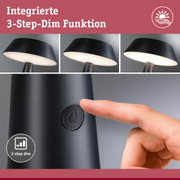 Schwarze LED-Tischlampe mit integriertem 3-Stufen-Dimmfunktion und Touch-Schalter