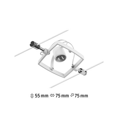 Spot câble carré en métal blanc avec douille pour lampe LED, éclairage moderne
