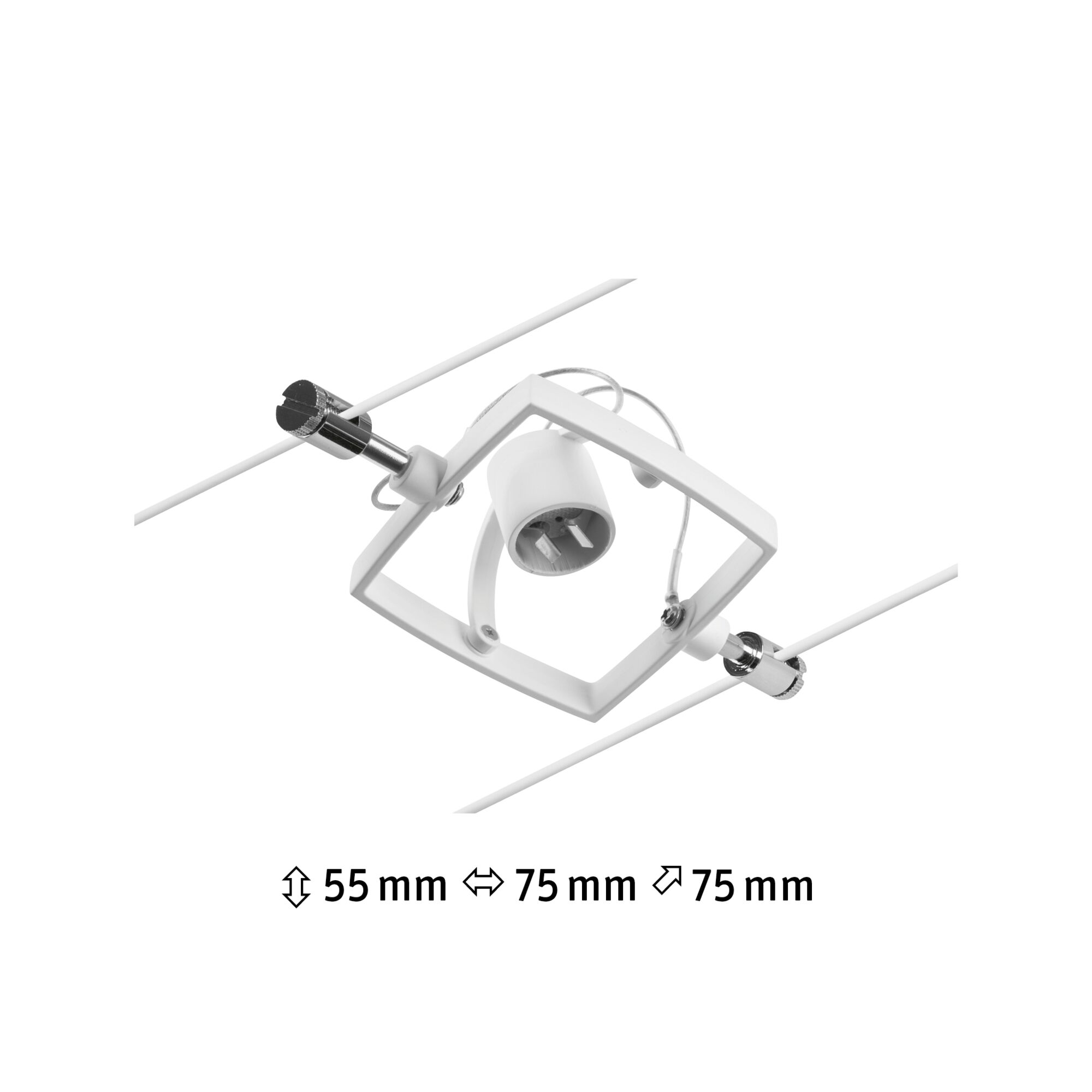Weißer quadratischer Seilstrahler aus Metall mit Fassung für LED-Lampe, moderne Beleuchtung