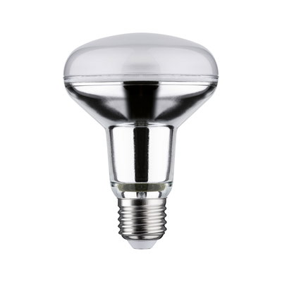 Reflektorlampe mit E27-Fassung aus klarem Glas und silberner Beschichtung für gezielte Beleuchtung