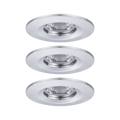 Three white metal recessed spotlights with clear glass for modern LED ceiling lighting
