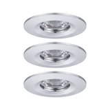 Drie witte metalen inbouwspots met helder glas voor moderne LED-plafondverlichting