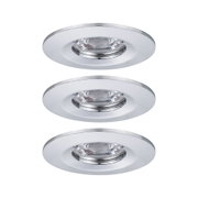 Drei weiße Einbaustrahler aus Metall mit klarem Glas für moderne LED-Deckenbeleuchtung