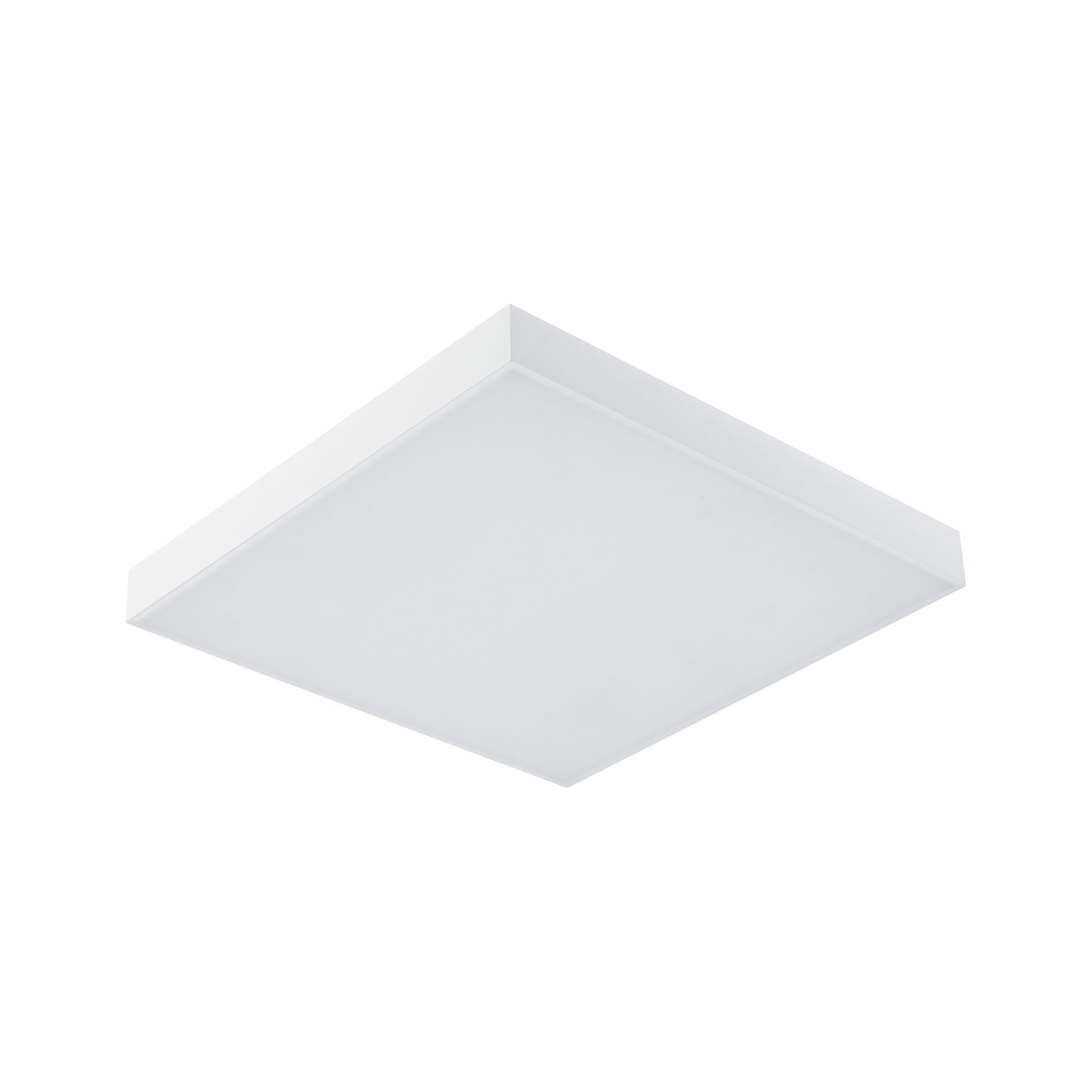 Square white LED ceiling light made of plastic for modern indoor lighting
