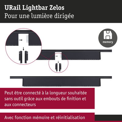 Lightbar URail Zelos noire avec connecteurs sans outil et fonction mémoire pour éclairage LED sur rail
