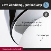 Gove wandlamp met mat opaalglas en hoogwaardig materiaal, IP44 bescherming voor badkamerverlichting