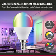 Ampoule LED intelligente multicolore avec fonction dimmable et blanc réglable pour intérieur