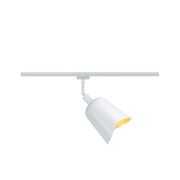 Modern white metal LED track spotlight with warm white light for flexible room lighting solutions