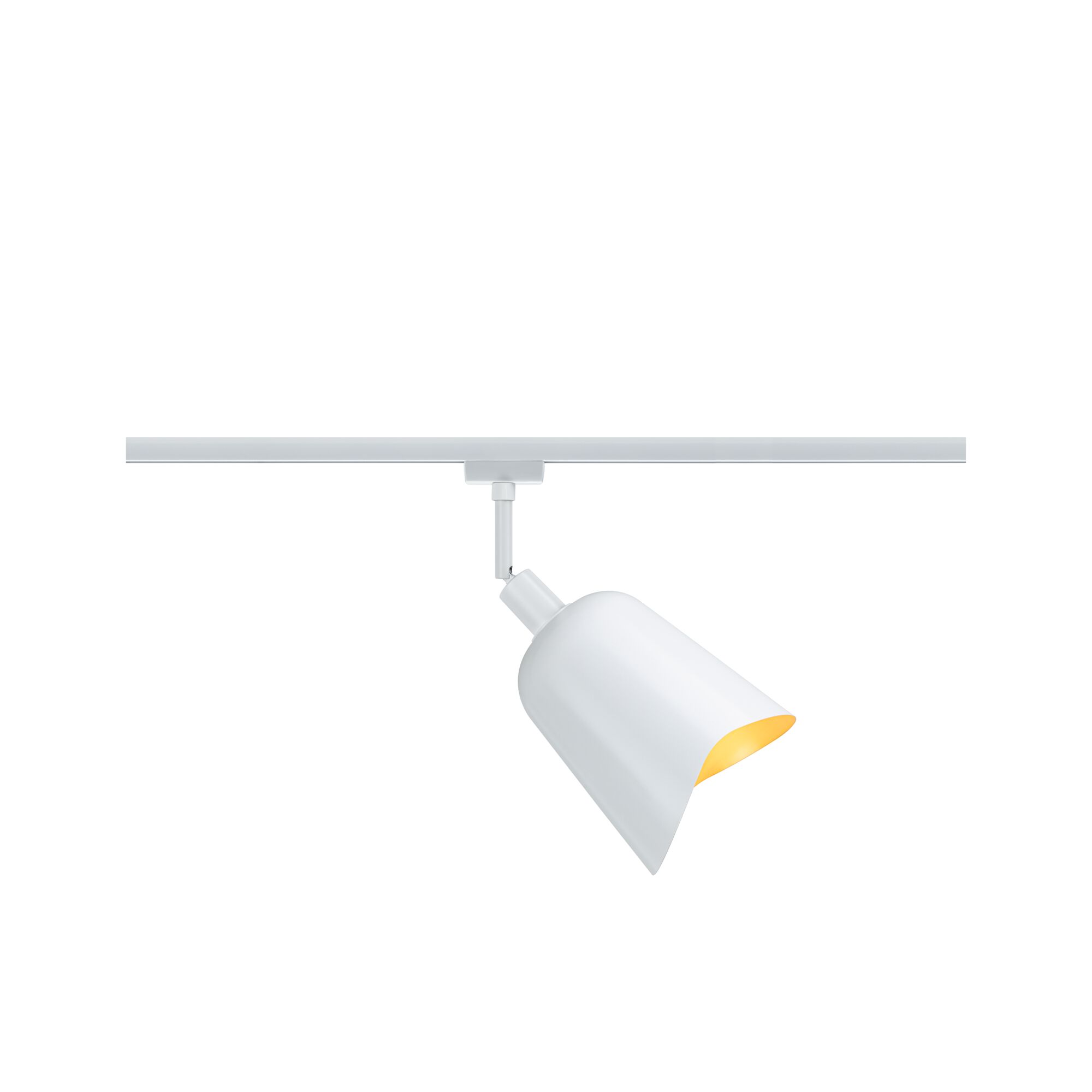 Modern white metal LED track spotlight with warm white light for flexible room lighting solutions