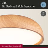 Runde Deckenleuchte Oka aus hochwertigem Kunststoff in Holzoptik für Bad und Wohnbereiche mit IP44 Schutz