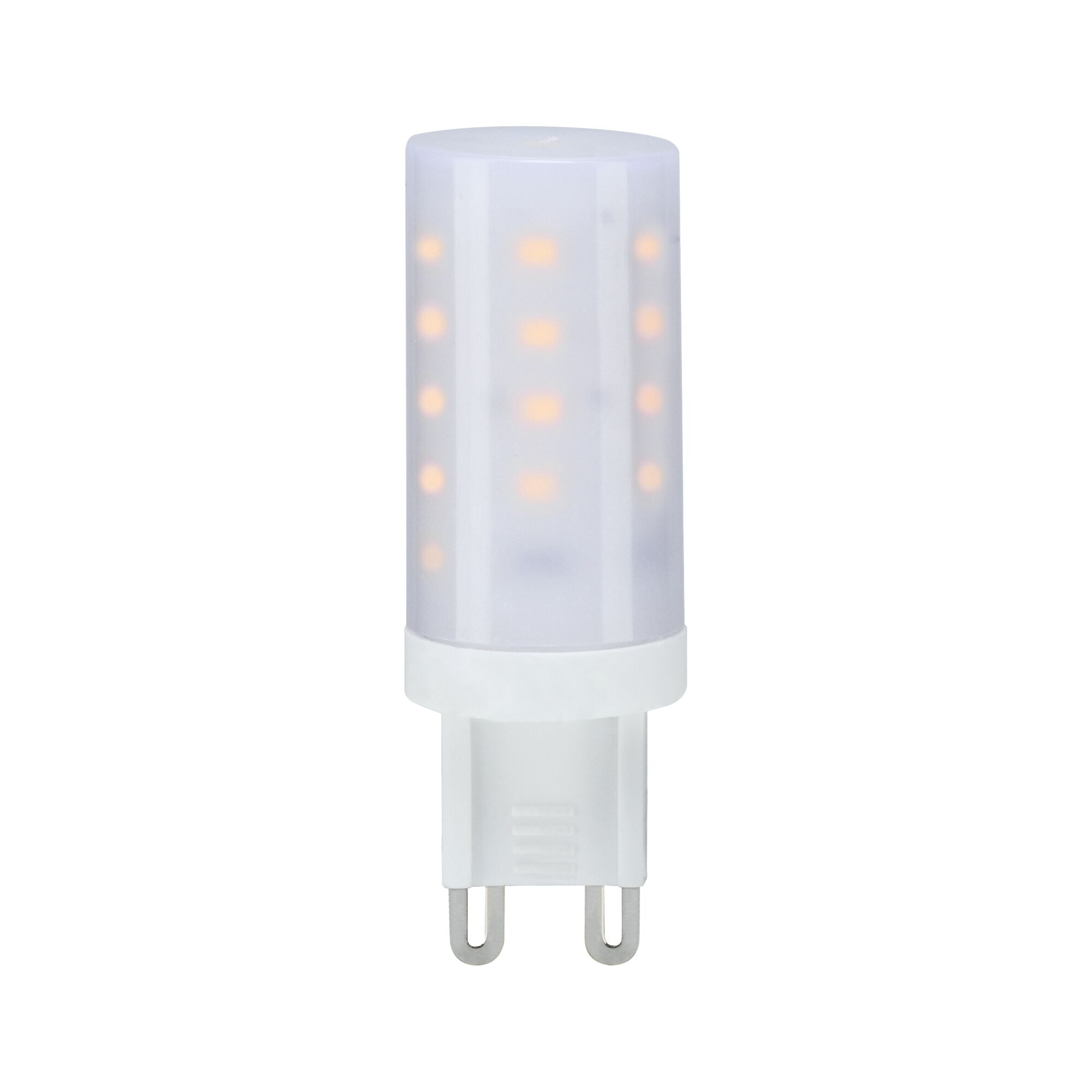 Kleine LED-Lampe mit G9-Sockel in Weiß mit warmweißem Licht für energiesparende Beleuchtung
