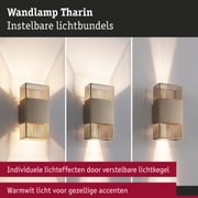 Moderne grijze metalen wandlamp Tharin met instelbare lichtbundels en warmwit licht voor gezellige accenten