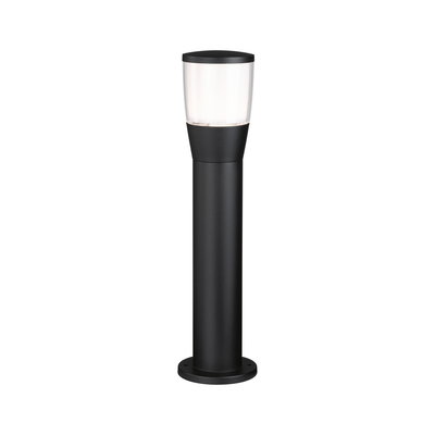Black outdoor metal lamp with clear shade for garden and pathway lighting