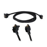 Black braided 8-pin connector cable for LED lighting systems with durable plastic housing