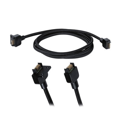 Black braided 8-pin connector cable for LED lighting systems with durable plastic housing