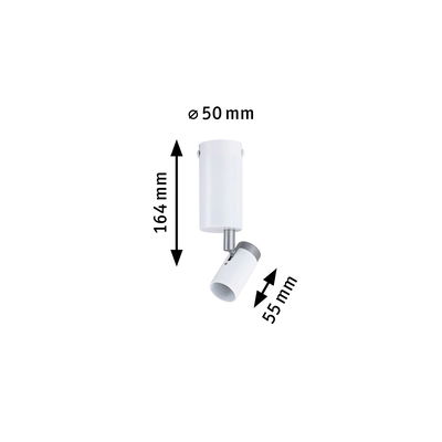 White metal LED spotlight with 50 mm diameter and 164 mm height, perfect for accent lighting