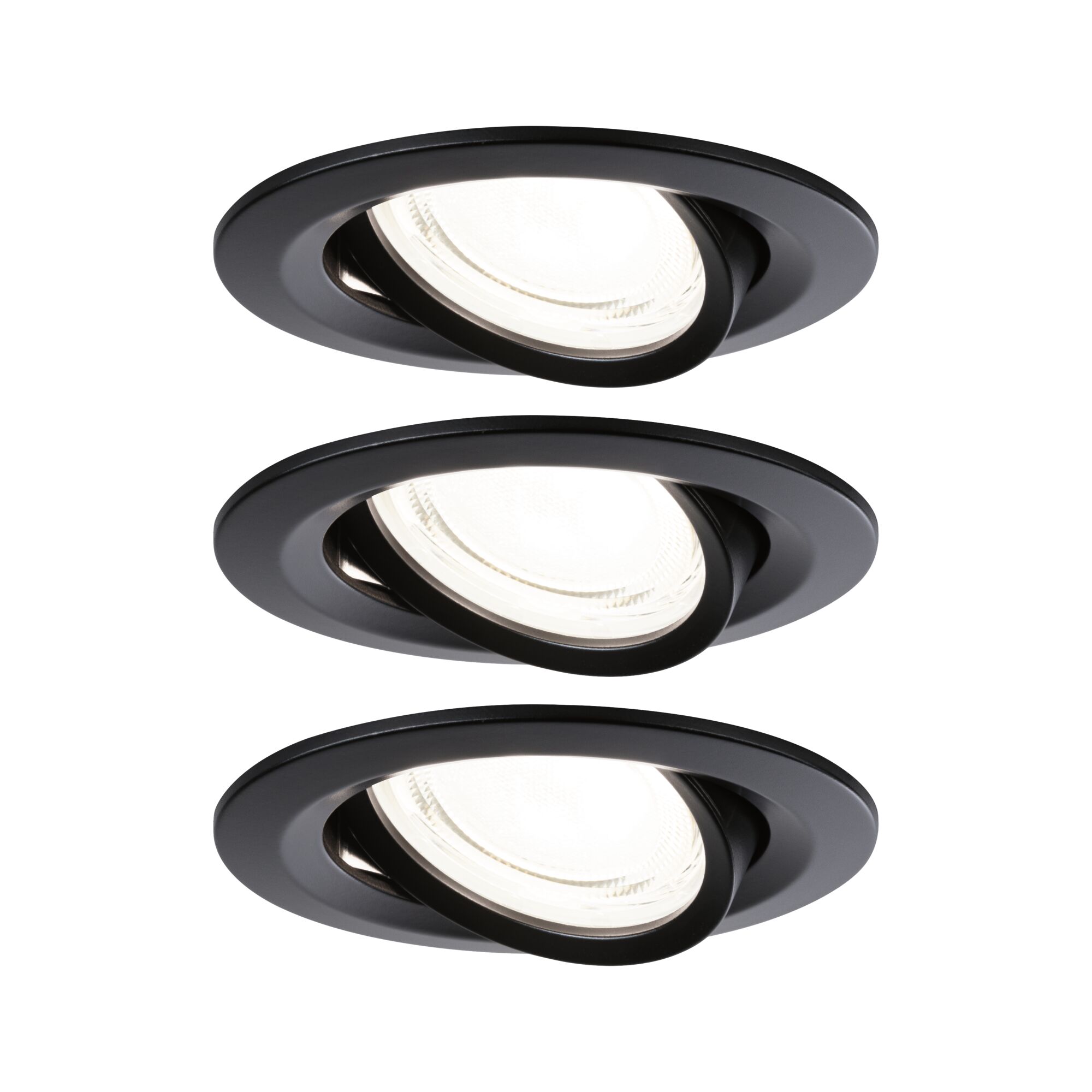 LED-inbouwlamp Nova Coin Set van 3 rond 84mm 50° 3x2,8W 3x505lm 230V 4000K Zwart mat Drie zwarte metalen inbouwspots met verstelbare kop voor flexibele LED-verlichting