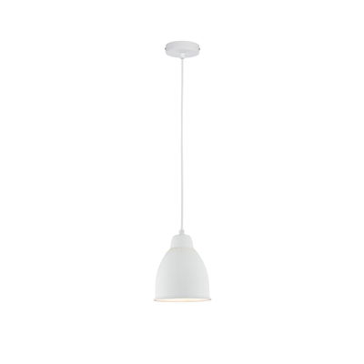 White metal pendant lamp with simple design and warm light for modern living spaces