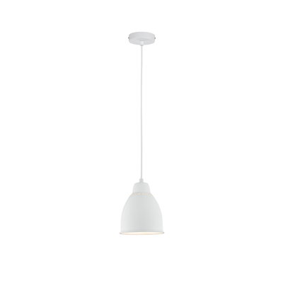 White metal pendant lamp with simple design and warm light for modern living spaces