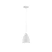 White metal pendant lamp with perforated design and warm light for modern interiors