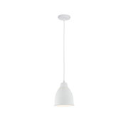 Weiße Pendelleuchte aus Metall mit Lochmuster und warmweißem Licht für moderne Innenräume