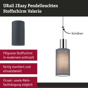 URail 2Easy Pendelleuchte mit anthrazitfarbenem Stoffschirm und verstellbarem Kabel für moderne Innenbeleuchtung
