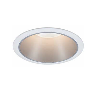 Rundes LED-Einbauleuchte mit weißem Rahmen und warmweißem Licht für moderne Innenräume