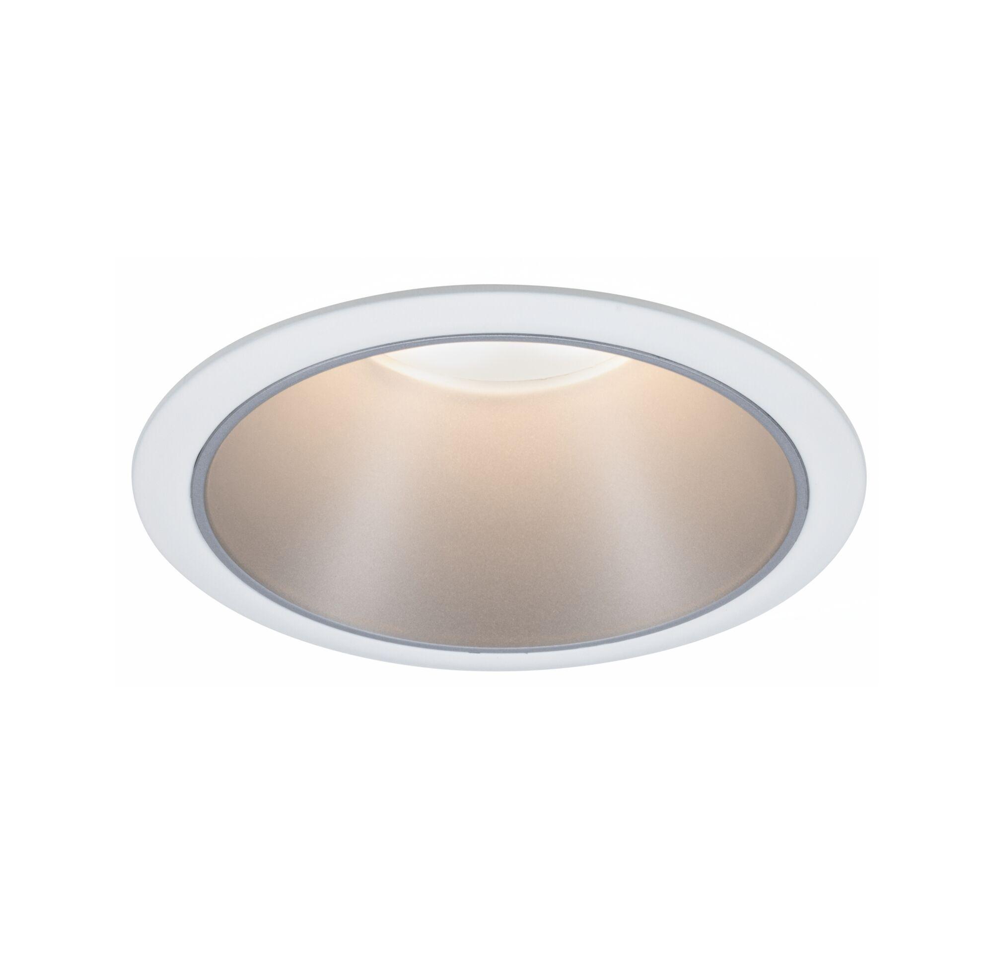 Rundes Einbau-LED-Leuchtmittel mit weißem Rahmen und warmweißem Licht für moderne Innenbeleuchtung