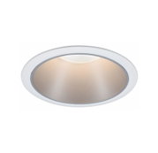 Rundes LED-Einbauleuchte mit weißem Rahmen und warmweißem Licht für moderne Innenräume
