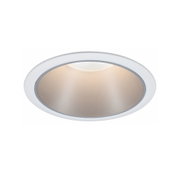 Rundes Einbau-LED-Leuchtmittel mit weißem Rahmen und warmweißem Licht für moderne Innenbeleuchtung