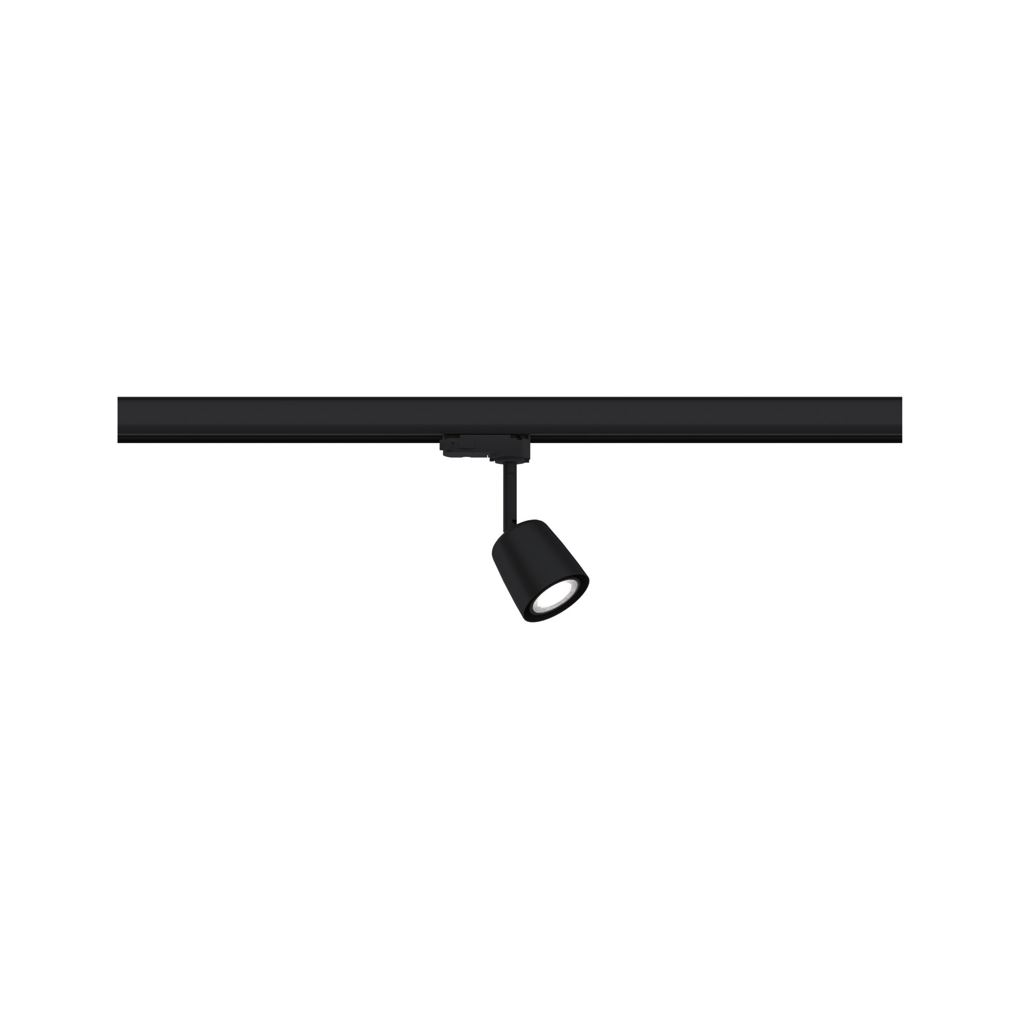 Black metal LED spotlight on track system for flexible indoor lighting solutions