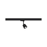Black metal LED spotlight on track system for flexible indoor lighting solutions