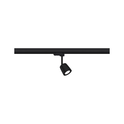 Black metal LED spotlight on track system for flexible indoor lighting solutions
