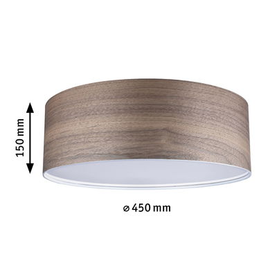 Runde Deckenleuchte aus Holzoptik mit 450 mm Durchmesser und 150 mm Höhe für Wohnräume