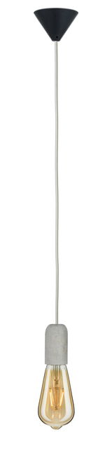 Hanglamp met grijze betonnen fitting en warmwitte LED-lamp voor woonruimtes