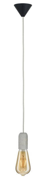 Hängelampe mit grauem Betonfassungs-Sockel und warmweißem LED-Leuchtmittel für Wohnräume