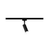 Black metal LED spotlight on track system for flexible indoor lighting solutions