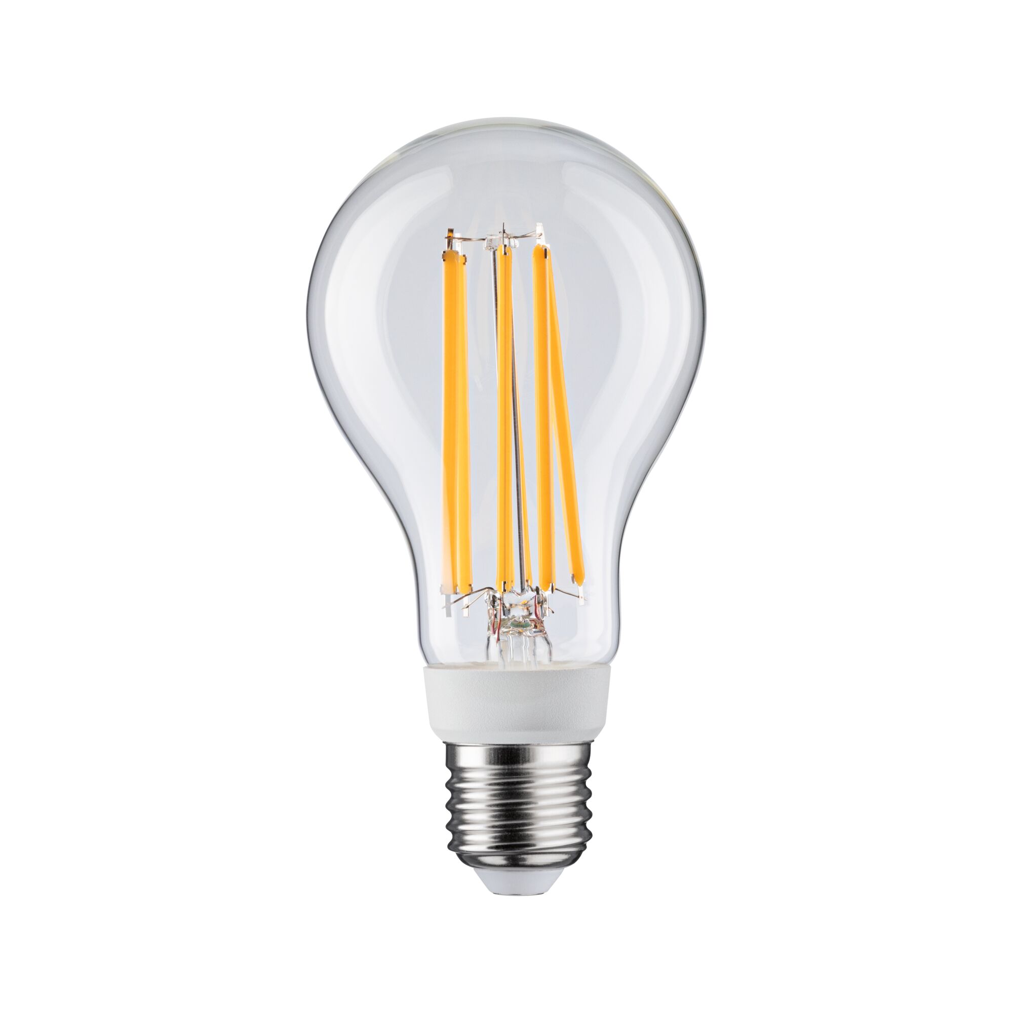 Classic LED filament bulb with clear glass and E27 base for energy-efficient lighting solutions