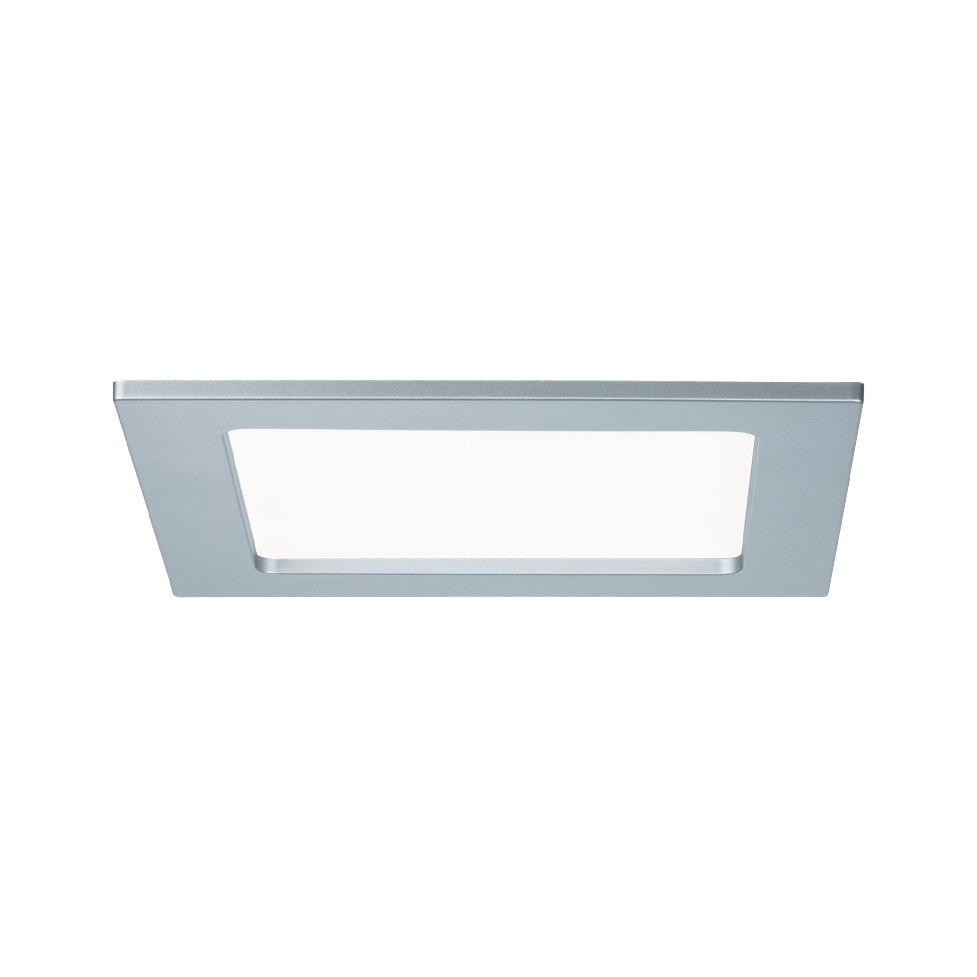 Rektangulært LED-indbygningslys i sølvfarvet aluminium med hvid diffuser til moderne belysning