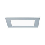 Rectangular LED recessed light in silver aluminum with white diffuser for modern room lighting