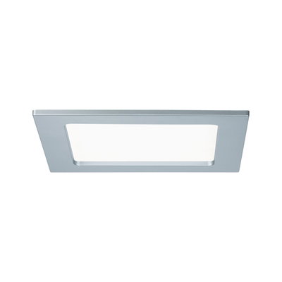 Rektangulært LED-indbygningslys i sølvfarvet aluminium med hvid diffuser til moderne belysning