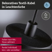 Schwarzes dekoratives Textilkabel mit IP44 Schutz für Leuchten, individuell kürz- oder verstellbar