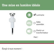 Petit spot LED encastré en acier inoxydable avec plastique blanc et câble noir pour éclairage d'accent