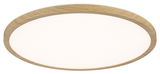 Round LED ceiling light with bright diffuser and oak wood frame for modern home lighting